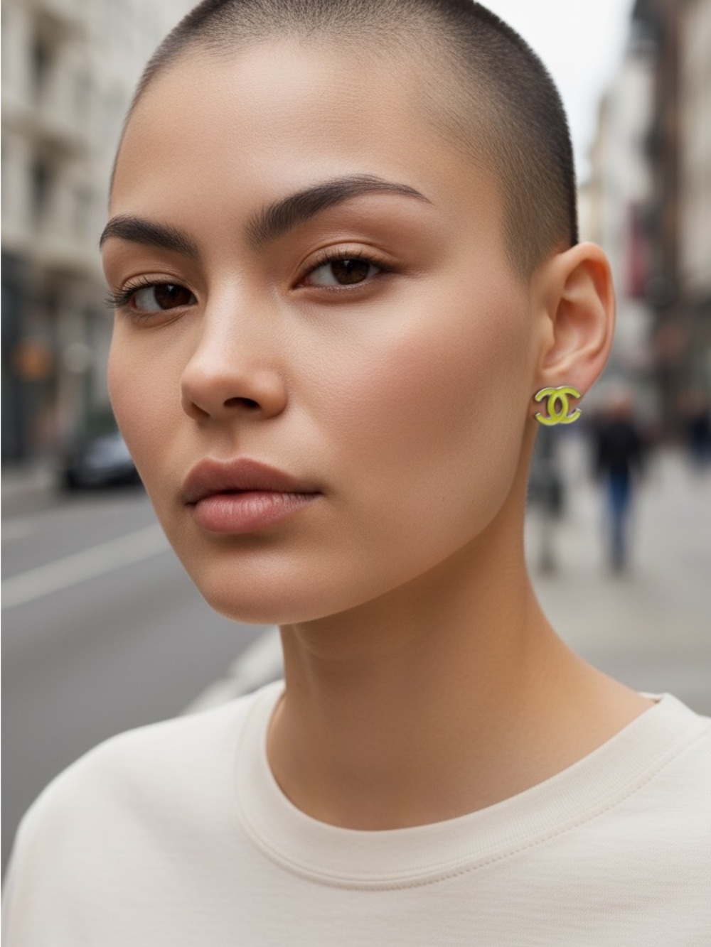 Chanel Yellow Resin CC Logo Stud Earrings